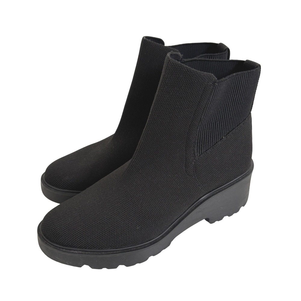VIVAIA Everly Round Toe Chunky Platform Travel Boots Black Waterproof Knit 40